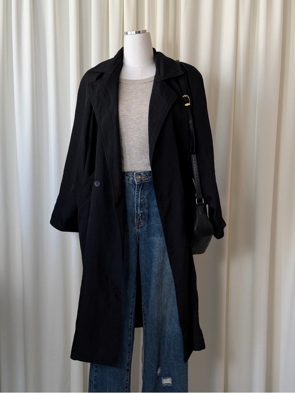 Vintage 90s Dina Michael Black Trench Coat Oversized.